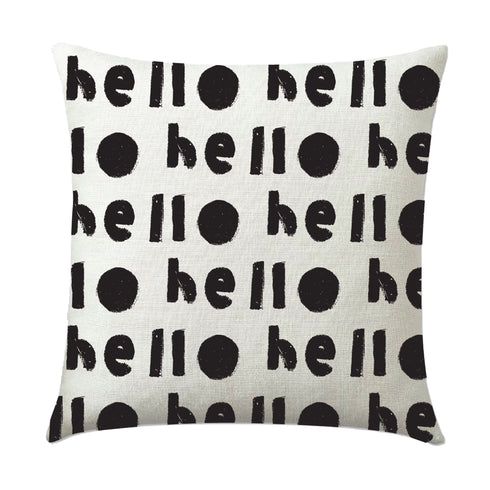 Black and white Oh Hi decorative square throw pillows by Kerri Rosenthal