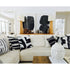 Black carbon Nineteen cute decorative square throw pillows on couch by Kerri Rosenthal