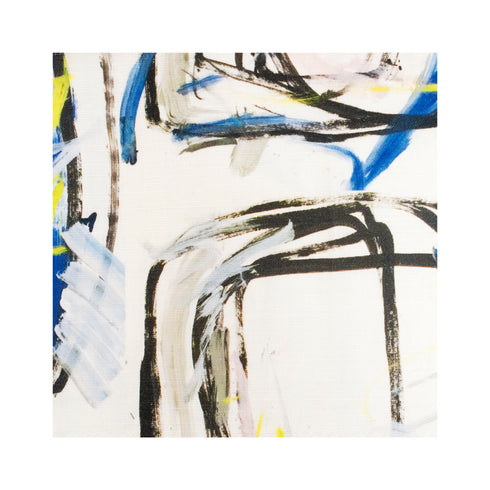 Chrome colorful abstract cotton and oyster linen fabric - Kerri Rosenthal