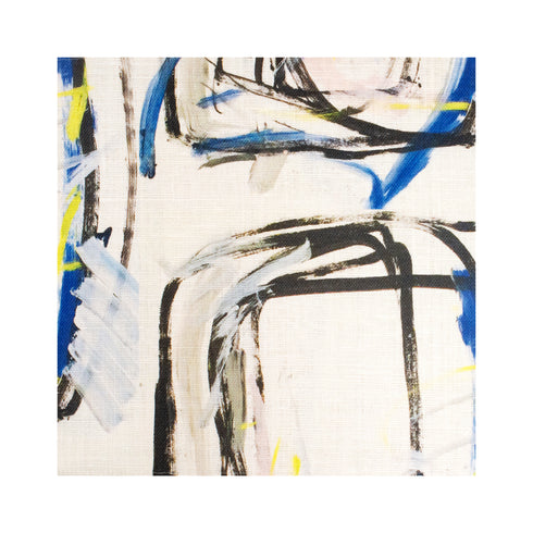 Chrome colorful abstract cotton and oyster linen fabric - Kerri Rosenthal