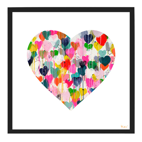 Colorful Crazy In Love Inside Out Art Print by Kerri Rosenthal - Unique artwork for living room decor