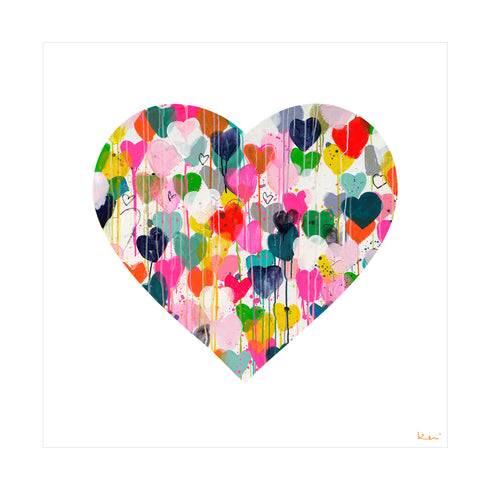 Colorful Crazy In Love Inside Out Art Print by Kerri Rosenthal - Unique artwork for living room decor