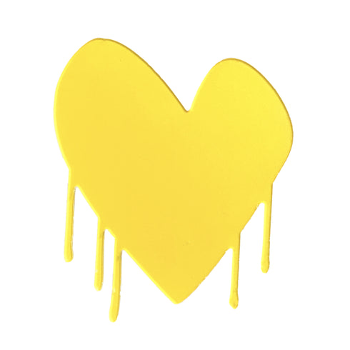 Drippy Heart Yellow Cut-Out Artwork by Kerri Rosenthal - Unique artwork for living room decor