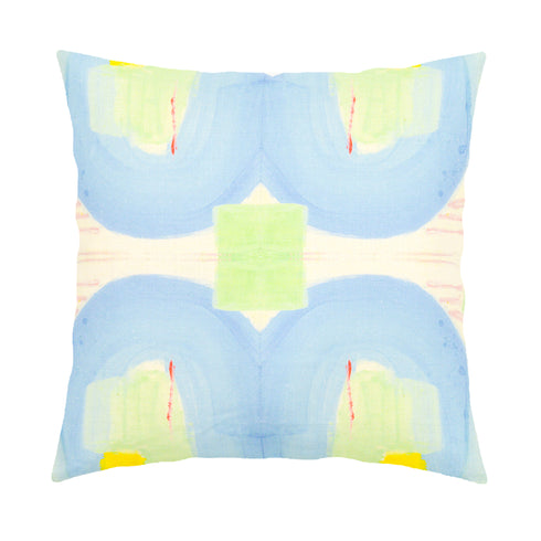 Colorful multi Seventeen square decorative throw pillows by Kerri Rosenthal