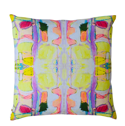 Colorful multi Right Or Wrong citrine cute decorative square throw pillows by Kerri Rosenthal