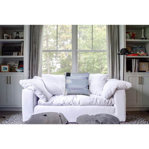 Colors Of Rain multicolor cute square decorative throw pillow on couch by Kerri Rosenthal