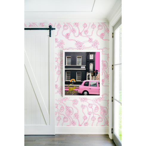 My Pink London Mixed Media Photograph unique artwork for living room wall decor - Kerri Rosenthal