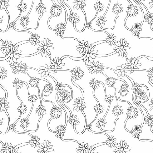 Unique White ground with black daisy carbon eco-friendly wallpaper by Kerri Rosenthal - designer wall paper