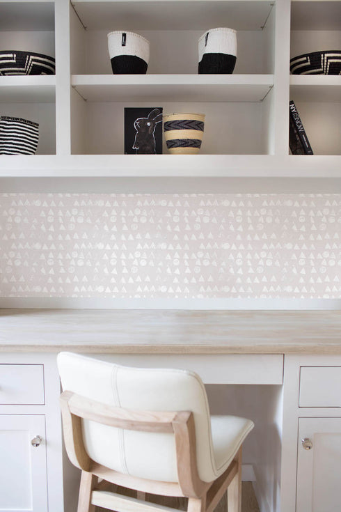 Elegant High quality grey white moon tree reverse sandstone eco-friendly wallpaper on accent wall by Kerri Rosenthal - designer wall paper