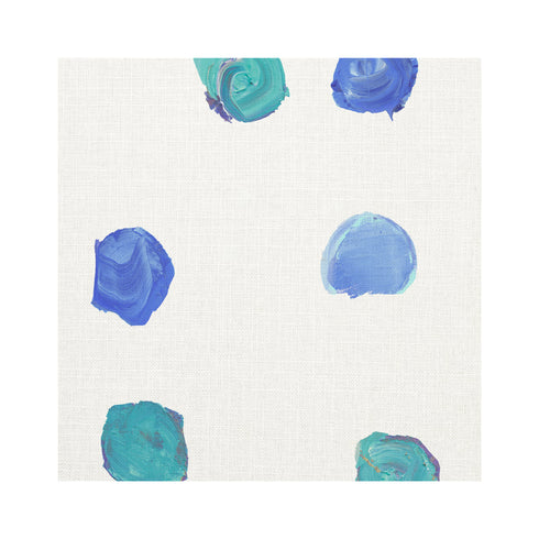 Dominoes Cornflower oyster linen fabric - Kerri Rosenthal