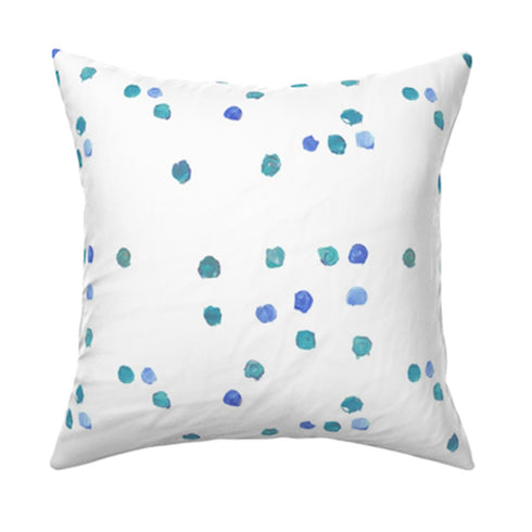 Dominoes Cornflower oyster linen fabric pillow - Kerri Rosenthal