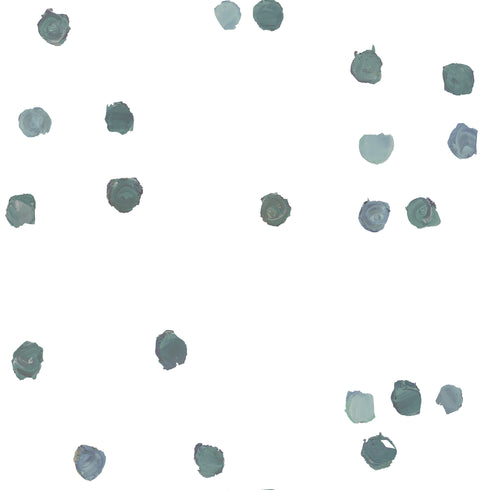 Dominoes Forest white ground with green dots cotton and oyster linen fabric - Kerri Rosenthal