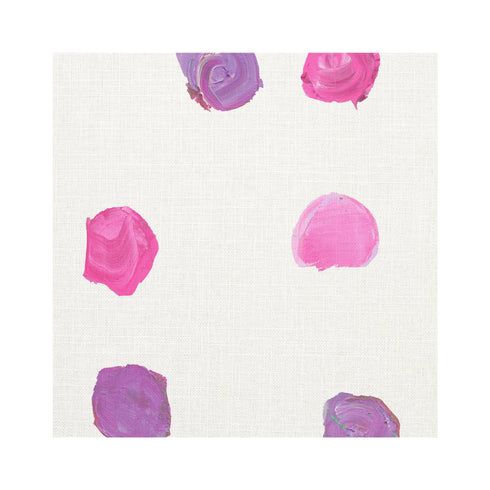 Dominoes white ground with pop pink dots cotton and oyster linen fabric - Kerri Rosenthal