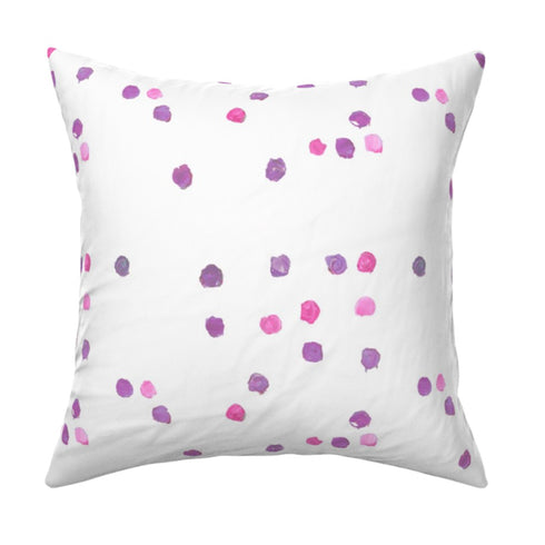 Dominoes white ground with pop pink dots cotton and oyster linen fabric pillow - Kerri Rosenthal