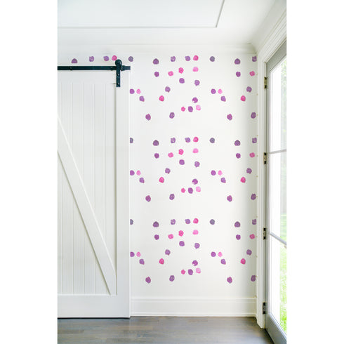Modern White ground dominoes Pop Pink eco-friendly wallpaper by Kerri Rosenthal - designer wall paper