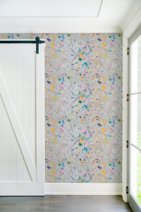 Unique colorful multi neutral messy eco-friendly wallpaper by kerri rosenthal - designer wall paper