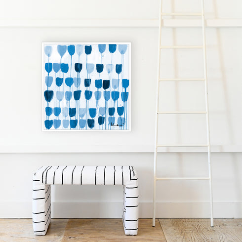 Indigo blue Delft Tulips Art Print by Kerri Rosenthal - Unique artwork for living room decor