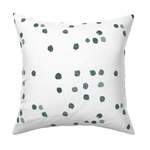 Dominoes Forest green with white ground cute square decorative throw pillow by Kerri Rosenthal