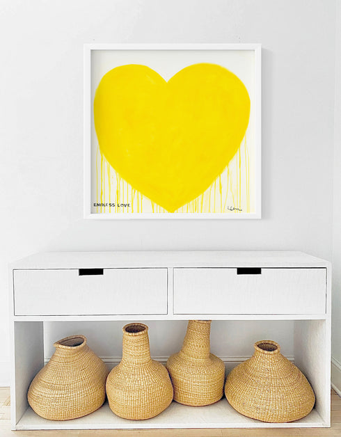 Yellow Endless Love Art Print by Kerri Rosenthal - Unique artwork for living room decor