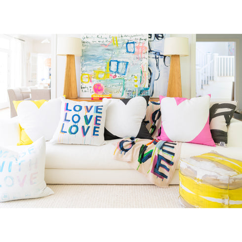 Colorful multi Love On Repeat cute decorative throw pillows by Kerri Rosenthal