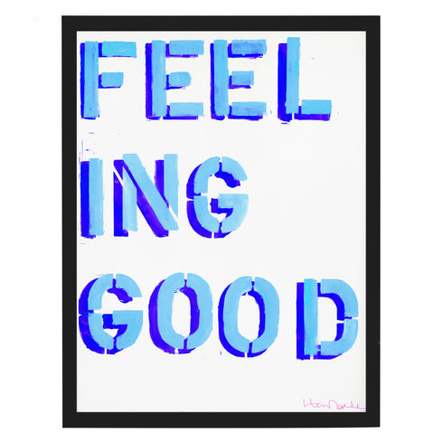How You Feelin blue art print by Kerri Rosenthal - Wall word art framed unique artwork for living room wall decor