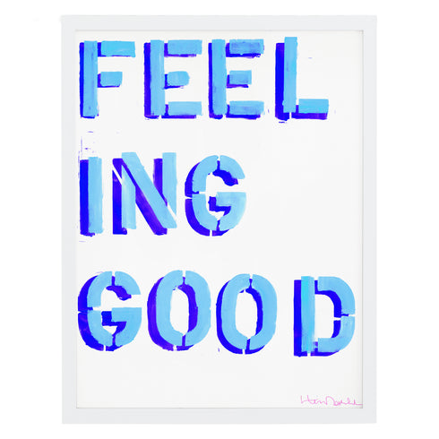How You Feelin blue art print by Kerri Rosenthal - Wall word art framed unique artwork for living room wall decor