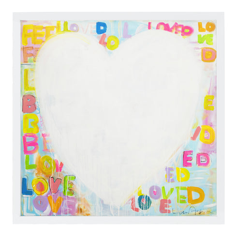 Feelz Like Loved colorful white art print by Kerri Rosenthal - Unique artwork for living room decor