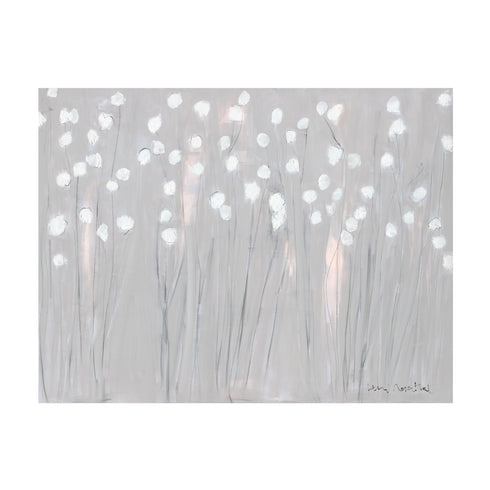 Field of Poppy grey white art print by Kerri Rosenthal - Unique artwork for living room wall decor