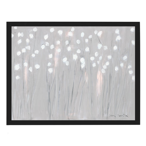 Field of Poppy grey white art print by Kerri Rosenthal - Unique artwork for living room wall decor