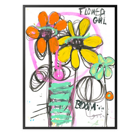 Flower Girl colorful art print by Kerri Rosenthal - Unique artwork for living room wall decor