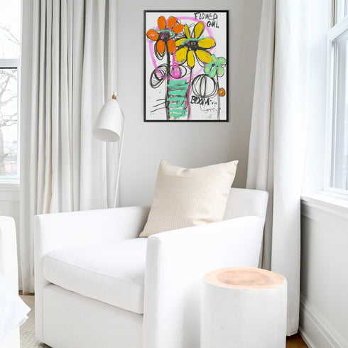 Flower Girl colorful art print by Kerri Rosenthal - Unique artwork for living room wall decor
