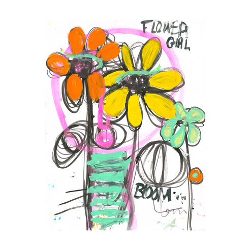 Flower Girl colorful art print by Kerri Rosenthal - Unique artwork for living room wall decor