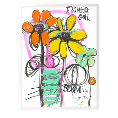 Flower Girl colorful art print by Kerri Rosenthal - Unique artwork for living room wall decor
