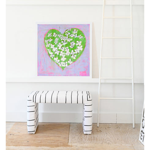 Flowers + Iced Coffee green white art print by Kerri Rosenthal - Unique artwork for living room wall decor