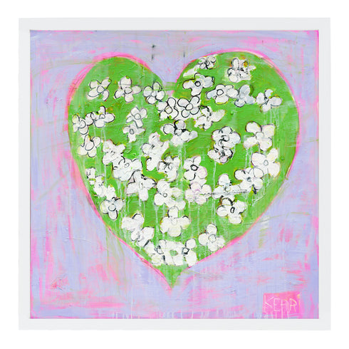 Flowers + Iced Coffee green white art print by Kerri Rosenthal - Unique artwork for living room wall decor