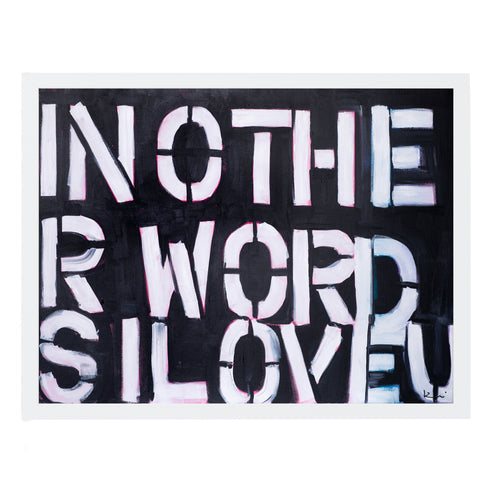 In Other Words, I Love You! Black and white contemporary, modern wall word art framed artwork with a touch of color by Kerri Rosenthal