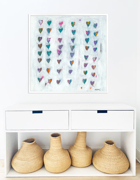 Found Love colorful heart art print by Kerri Rosenthal - Unique artwork for living room wall decor