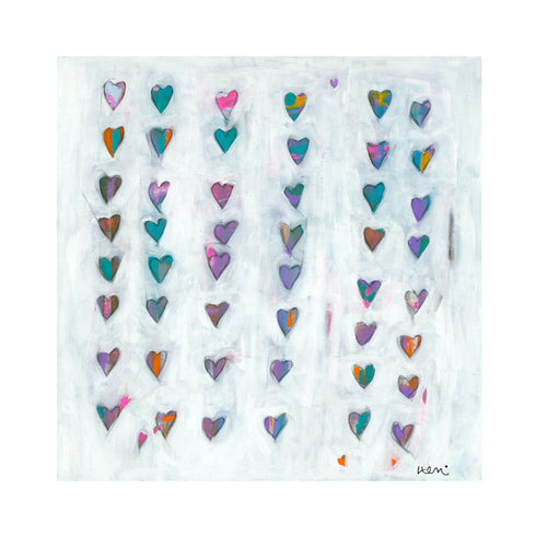 Found Love colorful heart art print by Kerri Rosenthal - Unique artwork for living room wall decor