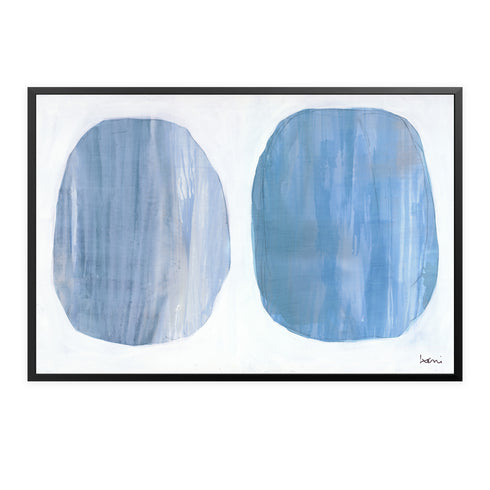 Friends blue white art print Artwork by Kerri Rosenthal - Unique artwork for living room wall decor