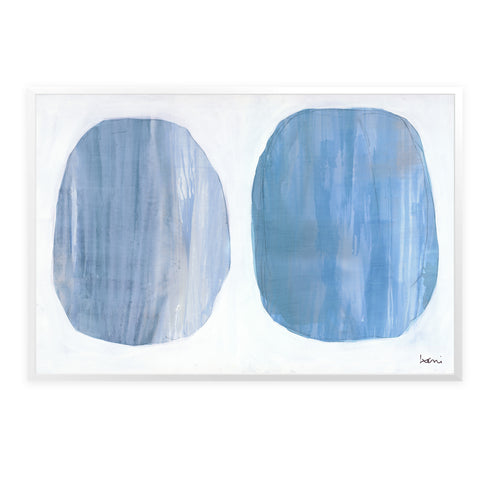 Friends blue white art print Artwork by Kerri Rosenthal - Unique artwork for living room wall decor