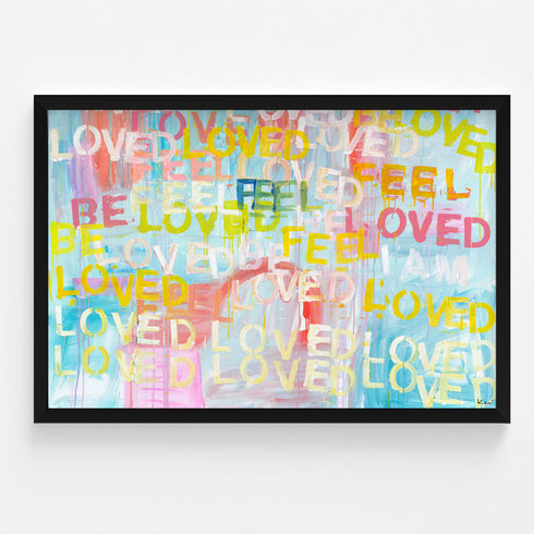 Feel Loved Horizontal colorful multi art print by Kerri Rosenthal - Unique artwork for living room decor