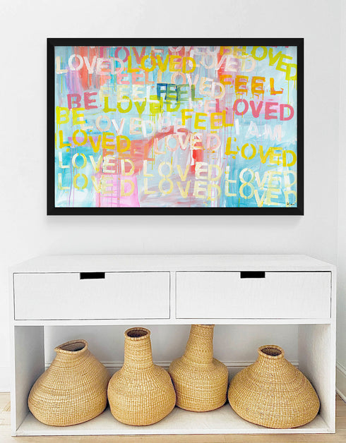 Feel Loved Horizontal colorful multi art print by Kerri Rosenthal - Unique artwork for living room decor
