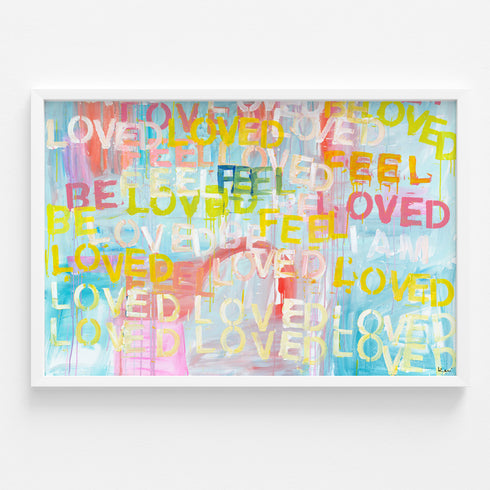 Feel Loved Horizontal colorful multi art print by Kerri Rosenthal - Unique artwork for living room decor