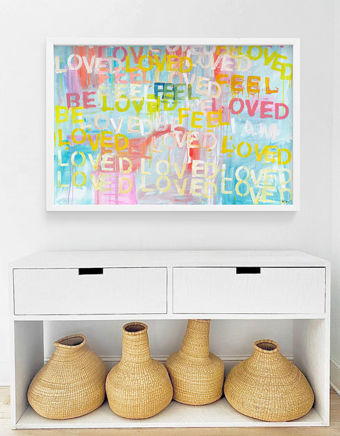Feel Loved Horizontal colorful multi art print by Kerri Rosenthal - Unique artwork for living room decor