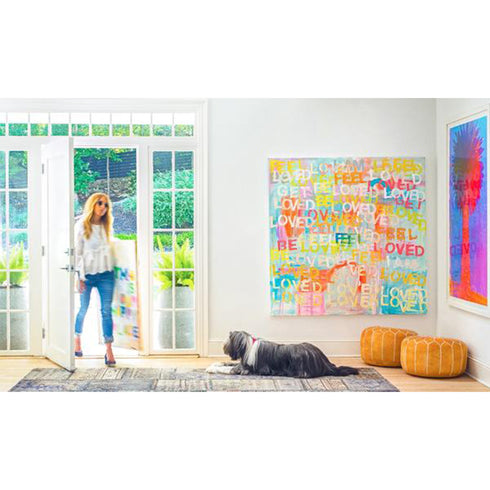 Feel Loved colorful multi art print wall word art framed artwork by Kerri Rosenthal - Unique artwork for living room decor
