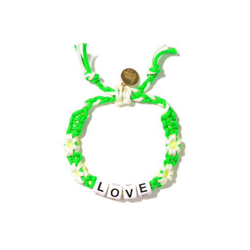 love bead and thread macrame bracelet lime green & white - cute bracelets