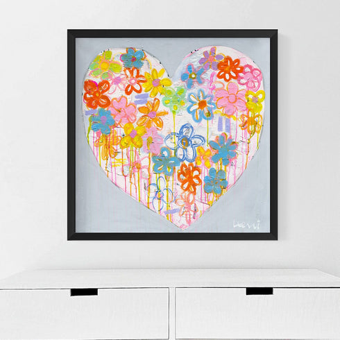 Flowering In Love colorful art print by Kerri Rosenthal - Unique artwork for bedroom wall decor