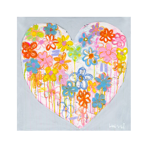 Flowering In Love colorful art print by Kerri Rosenthal - Unique artwork for bedroom wall decor