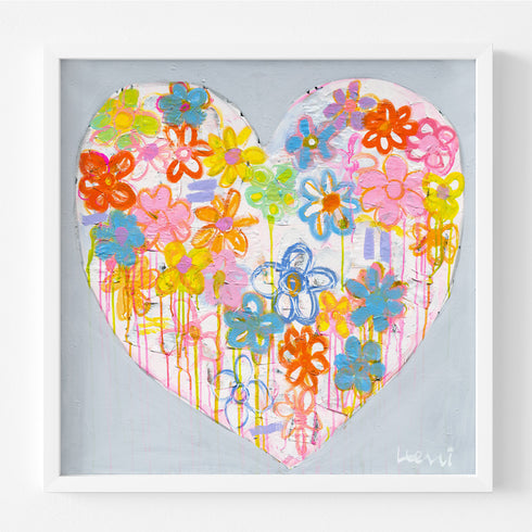 Flowering In Love colorful art print by Kerri Rosenthal - Unique artwork for bedroom wall decor