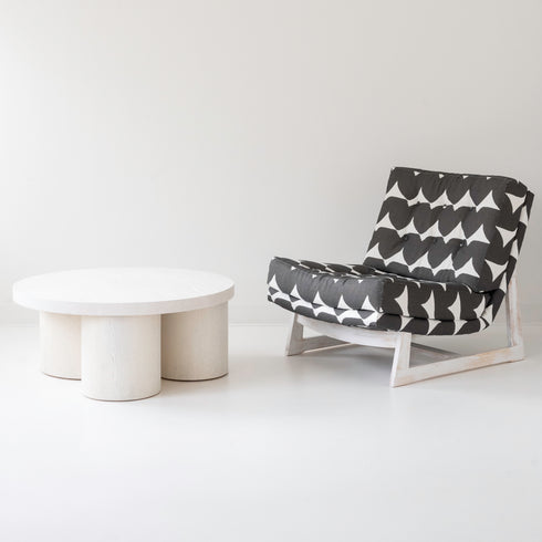 Black white Love Always black white Romeo Chair KR Furniture Collection. Super comfortable oversized and armless accent chairs in linen fabric for modern casual home decor with cherry wood frame, bleached white by Kerri Rosenthal
